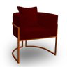 Poltrona Base de Metal Reforçada Liz Veludo Bordo - Jylcrom Cor Bronze Metal - 1
