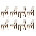 Ver imagem 1 de Kit com 8 Cadeiras de Madeira Maciça Estofada Ella - Natural C/ Linho Off White