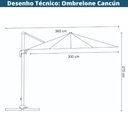 Ver imagem 4 de Ombrelone Lateral com Base Cruz Hdpe Cancún Rivatti 300 Cm (larg) Alumínio Capa Poliéster Fendi