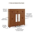 Ver imagem 5 de Guarda-Roupa 12 Portas Bipartido com Espelho Madeira Maciça Linha Cobre Marrom/Castanho