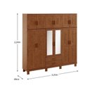 Ver imagem 3 de Guarda-Roupa 12 Portas Bipartido com Espelho Madeira Maciça Linha Cobre Marrom/Castanho