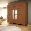 Ver imagem 1 de Guarda-Roupa 12 Portas Bipartido com Espelho Madeira Maciça Linha Cobre Marrom/Castanho