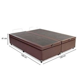 Cama Box Baú Queen 158 Tecido Sintético Marrom com Colchão Marrocos - Poliéster - Espuma D33 - 3