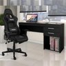 Cadeira Gamer Moobx Thunder Preto + Escrivaninha 2 Gavetas Preta - 1