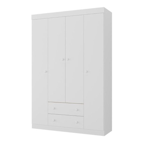 Guarda-Roupa Solteiro 122cm 4 Portas e 2 Gavetas Lira Multimóveis Mp4804 Branco