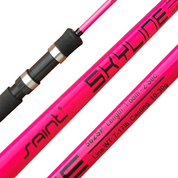 Vara Rosa Molinete Saint 1,68m Fibra de Vidro Maciça - 1
