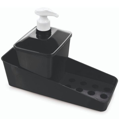 Porta detergente com suporte para bucha preto Plasutil ref.13969