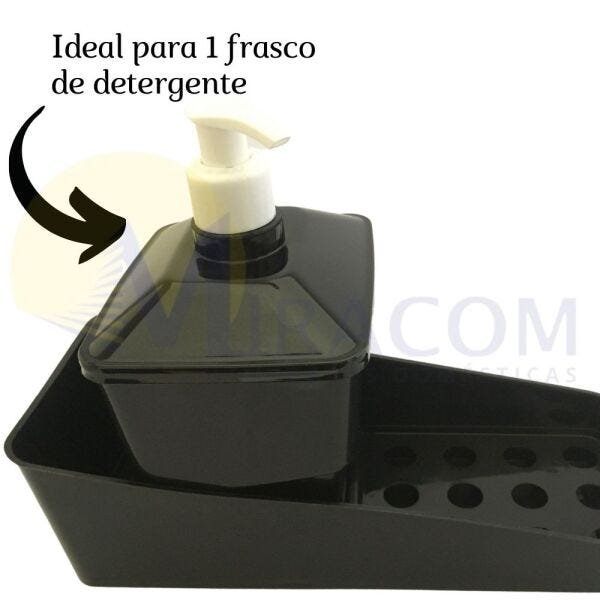 Porta detergente com suporte para bucha preto Plasutil ref.13969 - 2