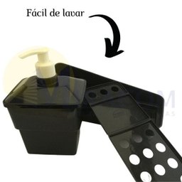 Porta detergente com suporte para bucha preto Plasutil ref.13969 - 4