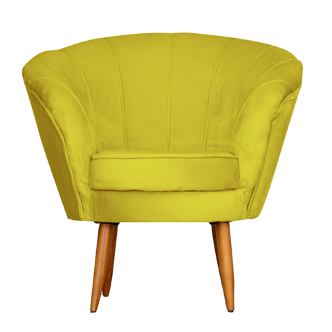 Poltrona Cadeira Decorativa Pétala - Corino Amarelo Cipatex