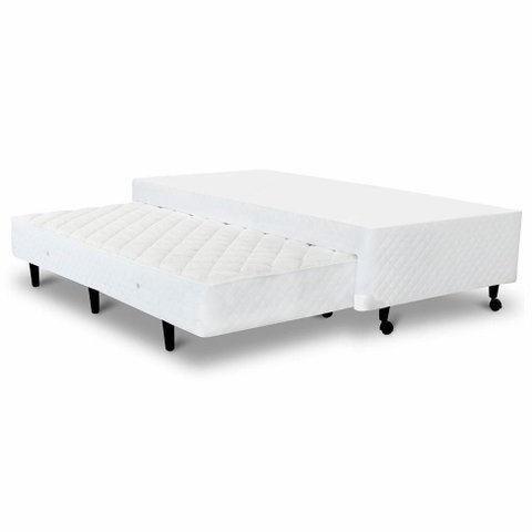 Cama Box Solteiro com Auxiliar Semi Ortopedica Poliester:branco