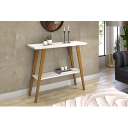 Aparador Monaco Branco/amadeirado Tampo Mdf Maciço 25mm Pés Madeira Pinus - 1