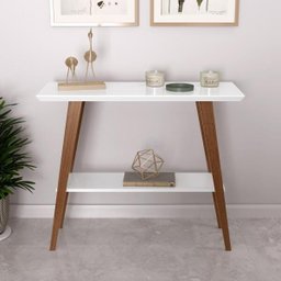 Aparador Davi Branco/amadeirado Tampo Mdf Maciço 25mm Pés Madeira Pinus - 1