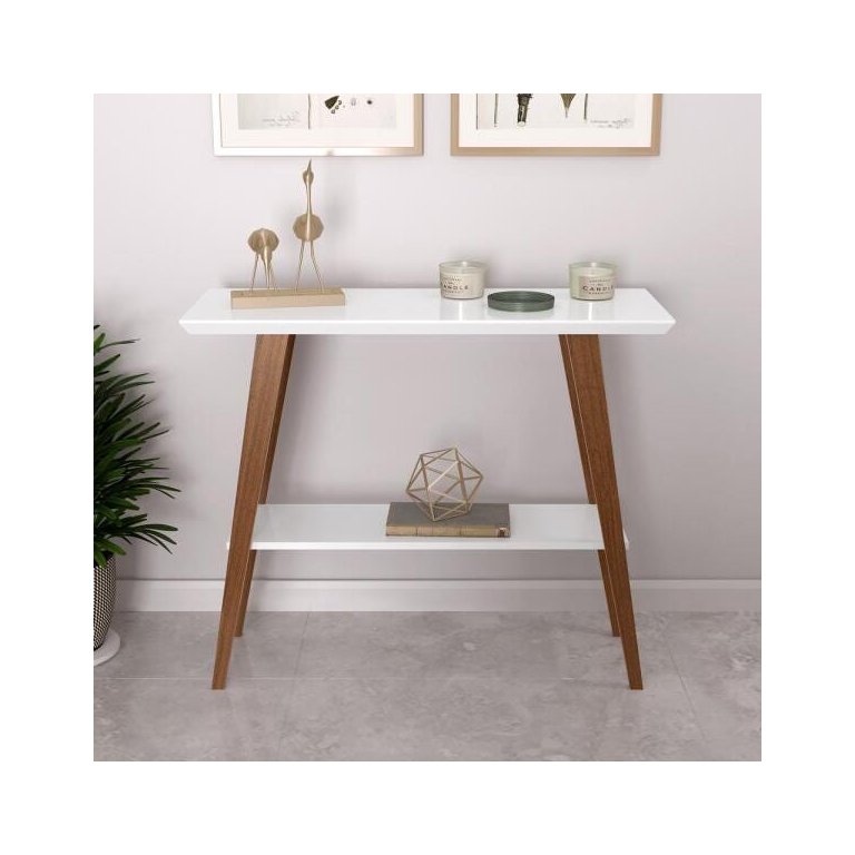 Aparador Davi Branco/amadeirado Tampo Mdf Maciço 25mm Pés Madeira Pinus