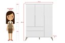 Ver imagem 3 de Kit Quarto Infantil Bebê Melinda Retrô Com Pés Cômoda 3 Gavetas E Guarda Roupa 3 Portas 2 Gavetas Br