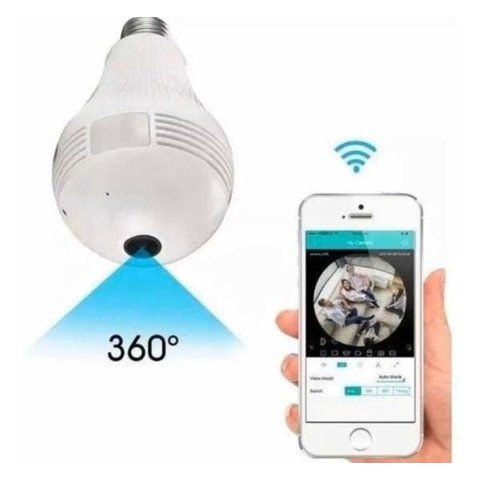 Câmera Ip Seguraca Lâmpada Vr 360 Panoramica Espia Wifi V380