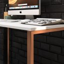 Ver imagem 3 de Escrivaninha Escritório Branco com Cobre Industrial Mesa Office 120cm