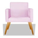 Ver imagem 2 de Poltrona Nina Cadeira Decorativa Suede Rosa Bebê para Escritório Recepção Sala de Estar