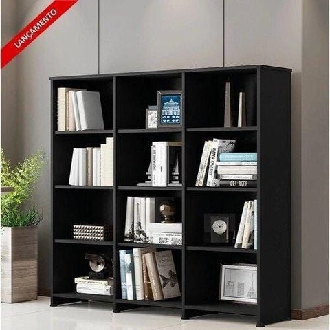 Livreiro Multiuso 9 Prateleiras Preto Trinidad Brienza