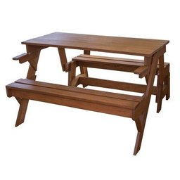 Banco que vira mesa 4 pessoas mil cadeiras madeira maciça 1,30m cor natural - 2