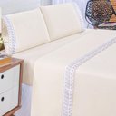 Ver imagem 5 de Jogo Cama Lençol Paris Queen Percal 180 Fios 100% Algodão Lese Bordada 4 Peças - Palha