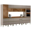Ver imagem 1 de Cozinha Modulada 8 Pecas 370 Cm Vidro Dp3701 Nogueira Nude Prime Demartez