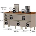 Ver imagem 4 de Cozinha Modulada 8 Pecas 370 Cm Vidro Dp3701 Nogueira Nude Prime Demartez
