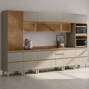 Ver imagem 2 de Cozinha Modulada 8 Pecas 370 Cm Vidro Dp3701 Nogueira Nude Prime Demartez