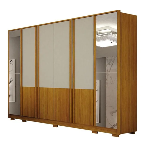 Guarda Roupa Casal com Espelho 100% MDF 6 Portas 6 Gavetas 276cm Urban Cinamomo/Off White - Leifer