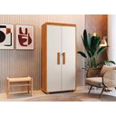 Ver imagem 3 de Sapateira Multiuso Atenas Mdf com Chave Armário Organizador Pés Madeira 2 Portas:nature/off White