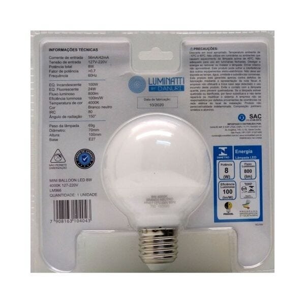 Lâmpada LED Luminatti Mini Balloon 8W Bivolt 4000K - 3