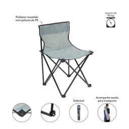 Cadeira Dobrável Camping Pesca Premium Camuflada Cinza Bel - 2