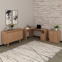 Ver imagem 1 de Kit Escritório 3 Peças com Mesa em L 5 Portas 2 Gavetas MDP Amêndoa Tecno Mobili