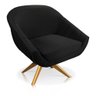 Poltrona Veludo Preto Base Maderia - 6