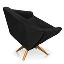 Ver imagem 4 de Poltrona Veludo Preto Base Maderia