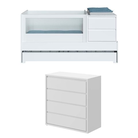 Quarto Bebê Completo com Berço Multifuncional e Cômoda