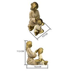 Estatua Carinho e Amor Mãe Penteando Cabelo Filha Laços entre Mãe e Filha - 4
