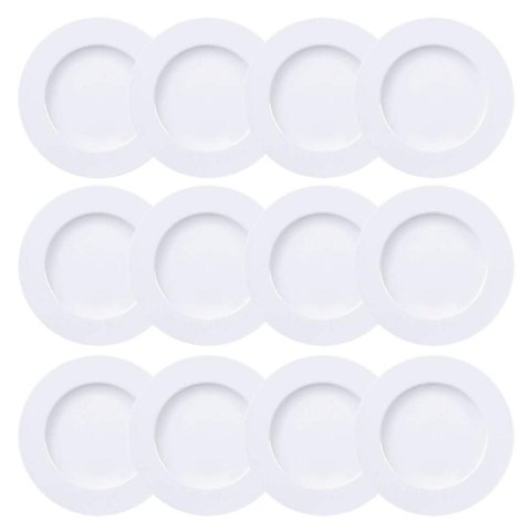 Jogo 12 Pratos Sobremesa Porcelana 21cm Mesa Posta Tramontina Branco Maria Augusta