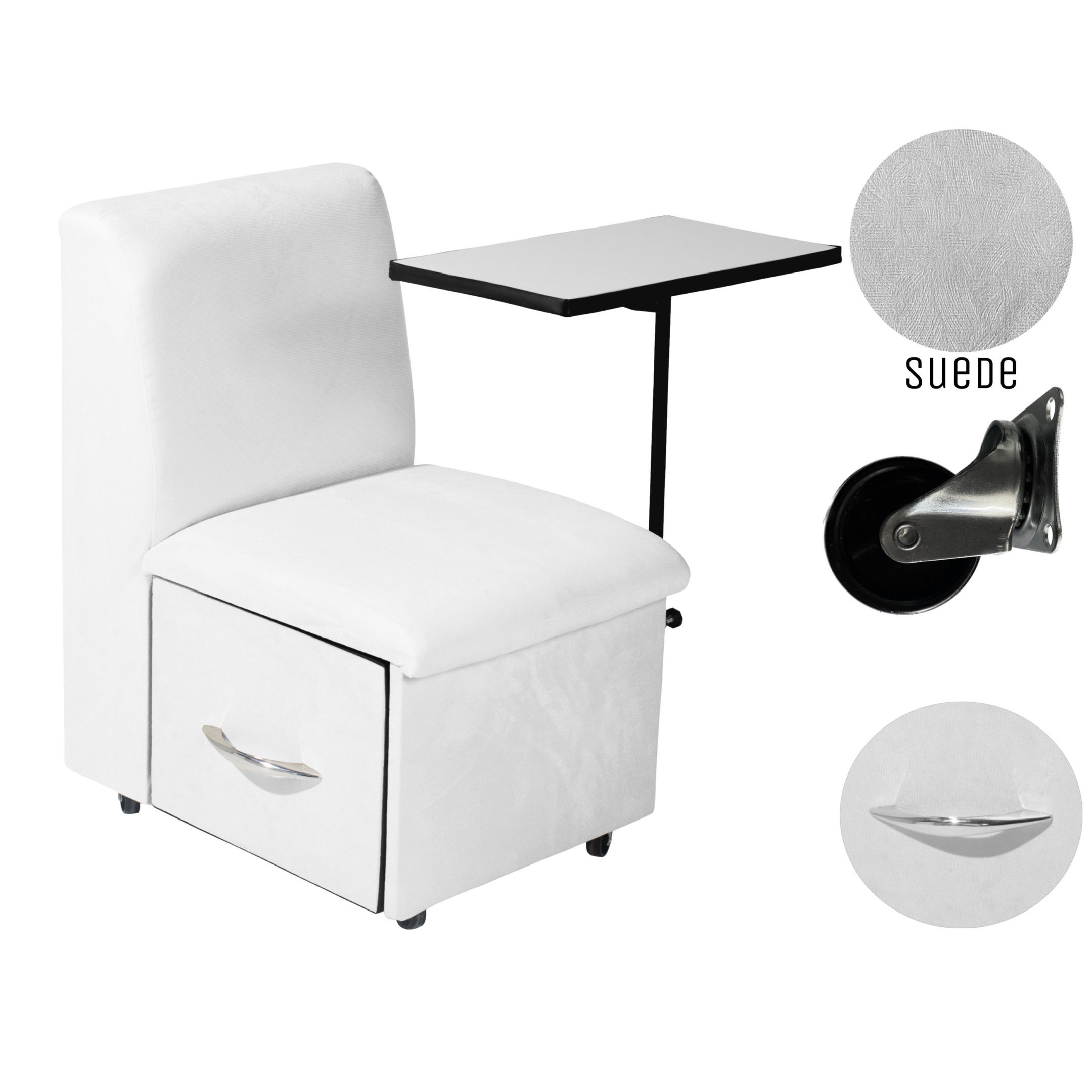 Cadeira Cirandinha de Manicure Branca Suede - 3