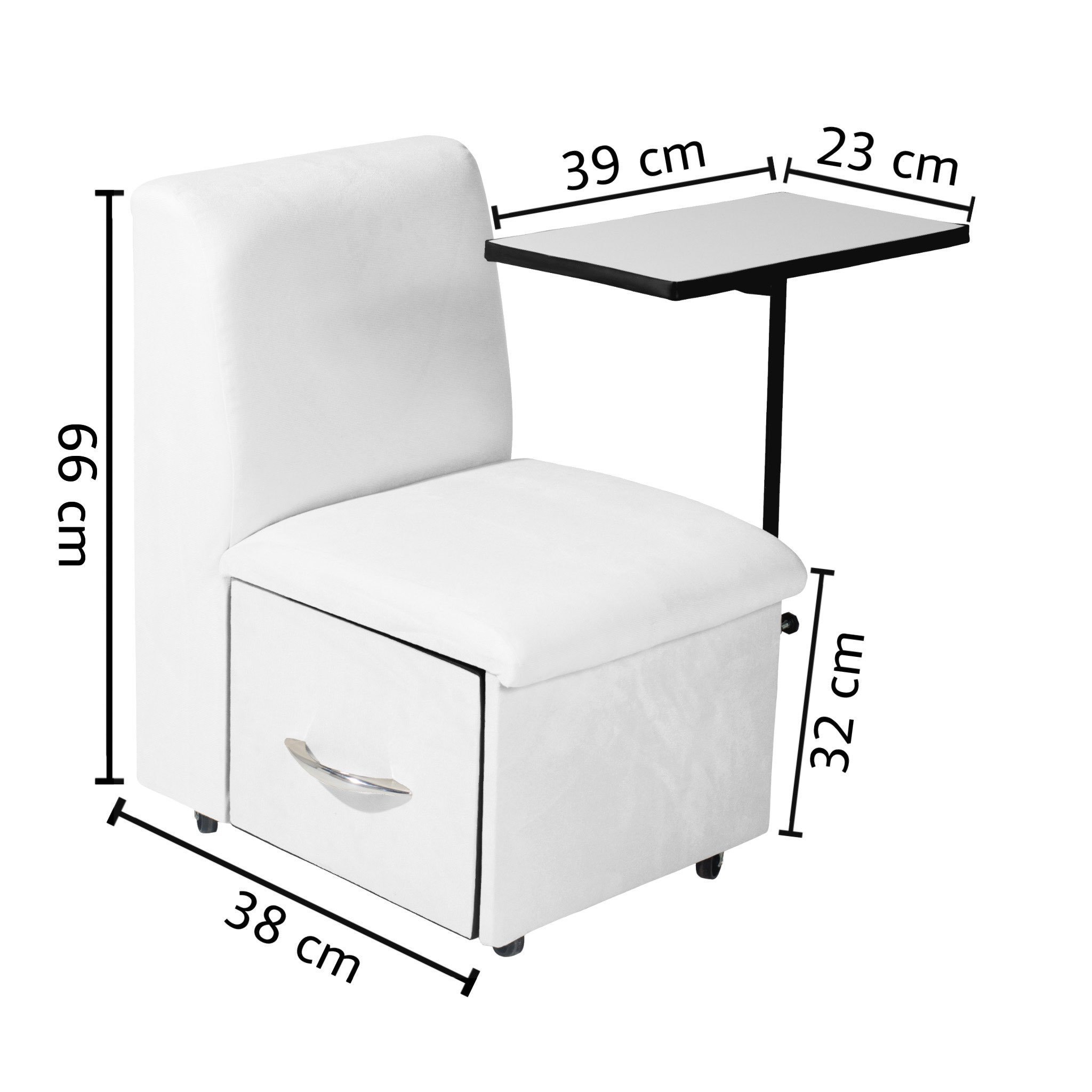 Cadeira Cirandinha de Manicure Branca Suede - 2
