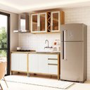 Ver imagem 1 de Cozinha Modulada Compacta 3 Peças 7 Portas e 3 Gavetas 100% MDF 200cm Barbados Espresso Móveis Bege/Amêndoa/Off White
