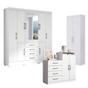 Ver imagem 1 de Guarda Roupa Casal Nápole 2045149 e Armário Multiuso 2000191 e Cômoda Londres Branco - Aramóveis