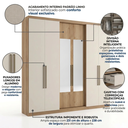 Ver imagem 5 de Guarda Roupa Casal com Espelho 6 Portas e 4 Gavetas 238 x 231cm Passione Ultra Yescasa Capuccino/Off White