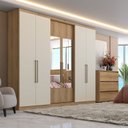 Ver imagem 1 de Guarda-Roupa Casal 6 Portas 4 Gavetas com Espelho 238x47x231cm Passione Off White Capuccino/Off White