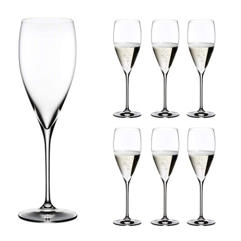 Kit 6 Taças Champanhe Cristal Titânio Flamenco Bohemia 210ml