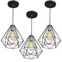 Ver imagem 1 de Kit 3 Pendentes Diamante Aramado Grande Preto