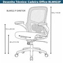 Ver imagem 4 de Cadeira Escritório Plus Size Nr-17 Diretor BLM922P Blume Tela Mesh Preto até 180kg Base Rodizio PU