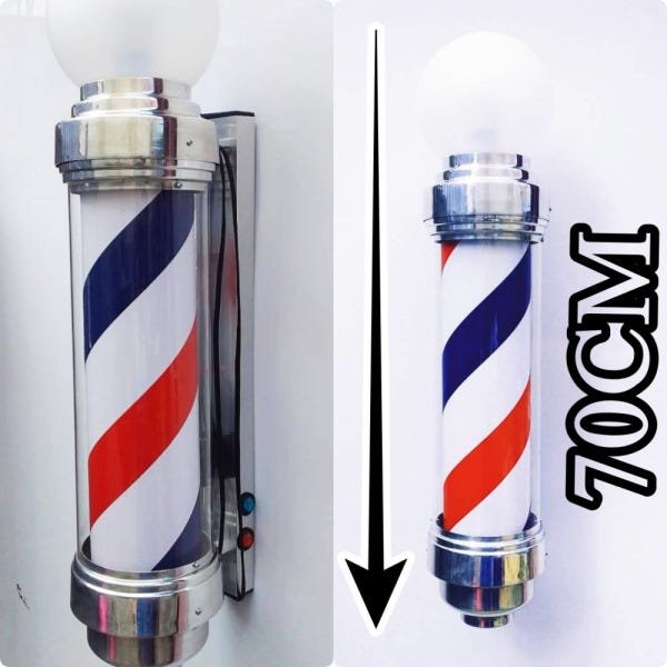 Baber Rind BARBER POLE GIRATÓRIO 70CM VOLTAGEM 110V ESTILO AMERICANO MAIS CAIXA DE ...