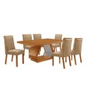 Ver imagem 1 de Mesa de Jantar Alvorada 180 cm Tampo MDF Canto Copo Laminado e 6 Cadeiras Yasmin