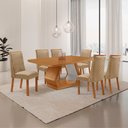 Ver imagem 2 de Mesa de Jantar Alvorada 180 cm Tampo MDF Canto Copo Laminado e 6 Cadeiras Yasmin